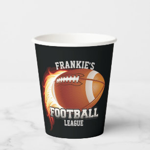 Personalised NAME American Football Flames Sports Paper Cups