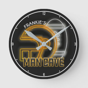 Personalised NAME American Football Team Man Cave Round Clock