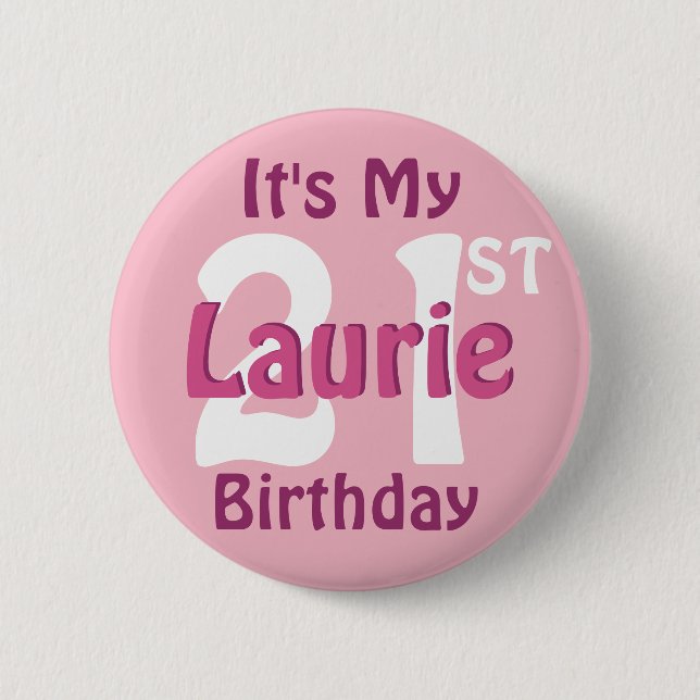 Personalised Name and Age Birthday Button (Front)