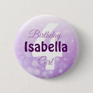 Personalised Name and Age Birthday Girl Button