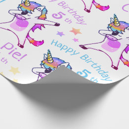 Personalised Name and Age Unicorn Birthday Party Wrapping Paper
