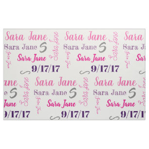 Personalised Name and Birthday Fabric