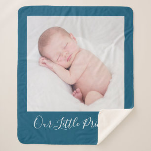 Personalised Name And Custom Photo Blue Sherpa Blanket