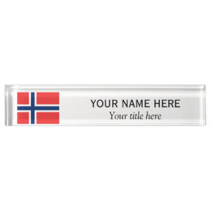 Personalised name and custom title Norwegian flag Nameplate