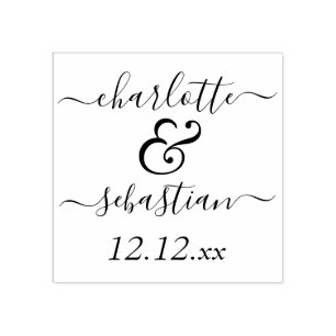 Personalised Name and Date Wedding Custom Made Rubber Stamp