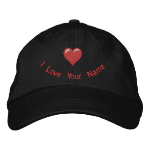 Personalised name and heart embroidered hat