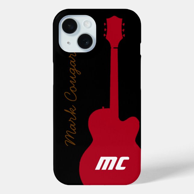 personalised name and initials red rock guitar Case-Mate iPhone case (Back)