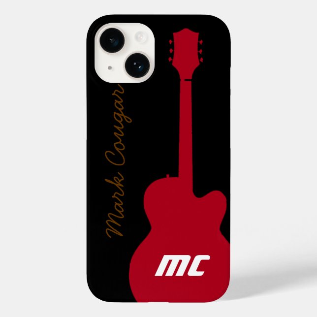 personalised name and initials red rock guitar Case-Mate iPhone case (Back)