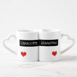 Personalised Name And Love Heart Coffee Mug Set<br><div class="desc">Personalised Name And Love Heart .. perfect pair of love heart mugs .. perfect for weddings,  anniversaries,  engagements,  Valentines day or any day  .. the coolest drink-ware from Ricaso</div>