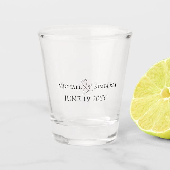 Personalised Name and Marriage Date  Shot Glass (Front)