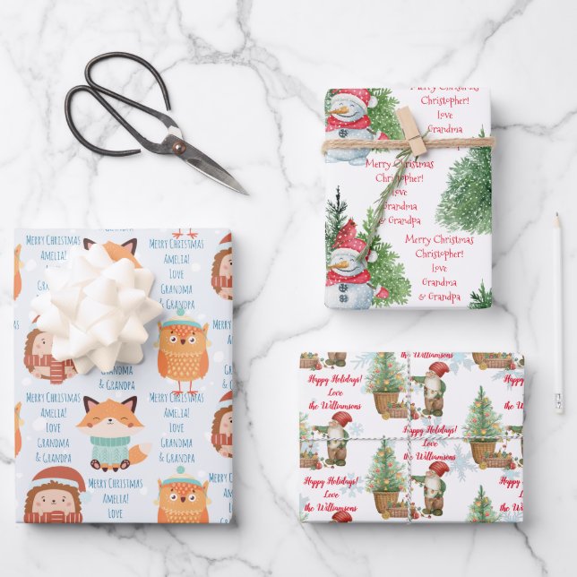 Personalised name and message Christmas custom  Wrapping Paper Sheet (Front)