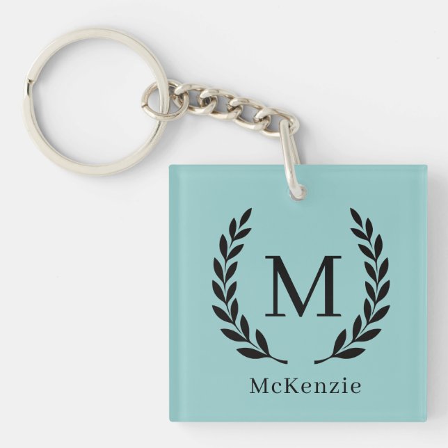 Personalised Name and Monogram Photo  Key Ring (Front)