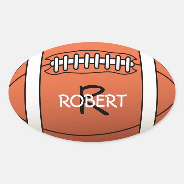 Personalised Name and Monogram Template Rugby Ball Oval Sticker (Front)