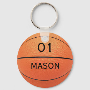 Personalised Name and Number Basketball Sports Key Ring