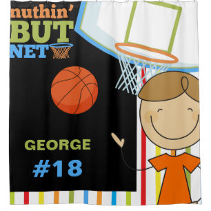Personalised Name and Number Boys Basketball Shower Curtain