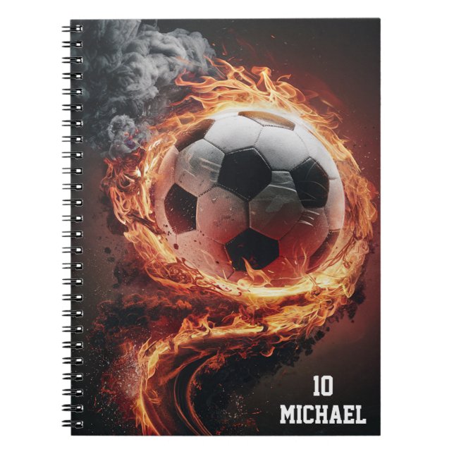 Personalised Name And Number Soccer Ball Football  Notebook (Front)