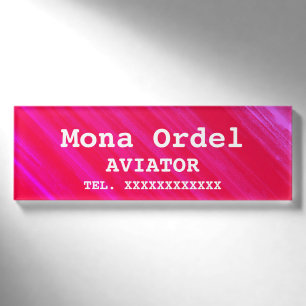 Personalised Name And Occupation Pink Business Tag