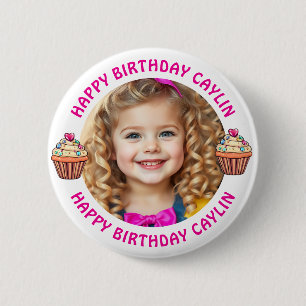 Personalised Name and Photo Birthday 6 Cm Round Badge