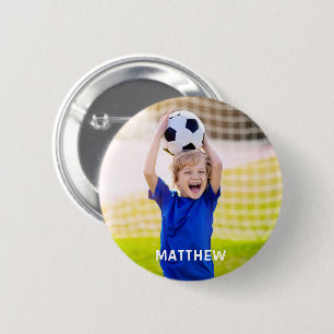 Personalised Name and Photo Football Sport 6 Cm Round Badge
