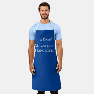 Personalised Name And Super Power Blue Apron