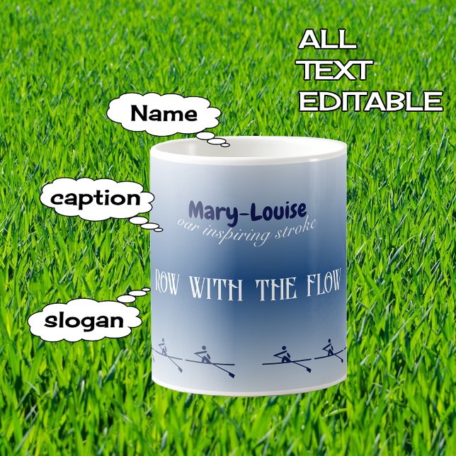 Personalised name and text rowing coffee mug (Creator Uploaded)