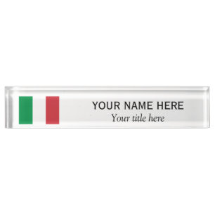 Personalised name and title Italian country flag Nameplate