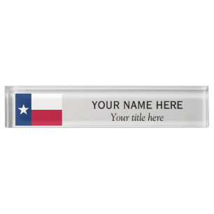 Personalised name and title Texas state flag Nameplate