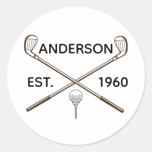 Personalised Name and Year Golf Classic Round Sticker