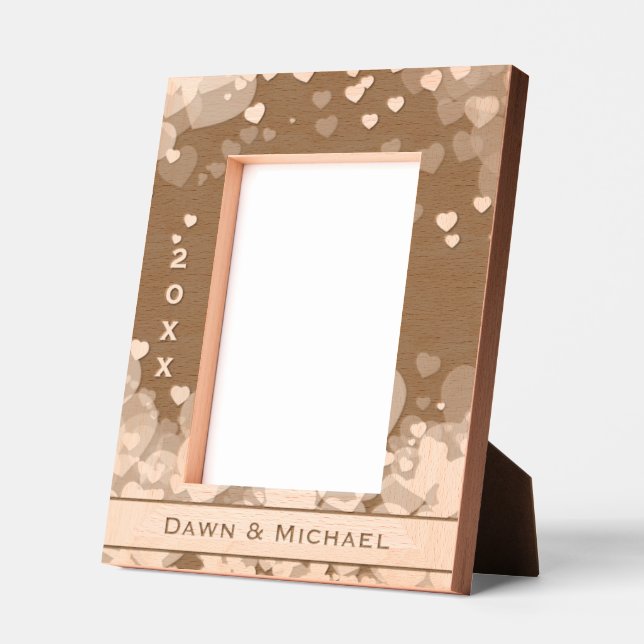 Personalised Name and Year Romantic Hearts Etched Frames (Left)