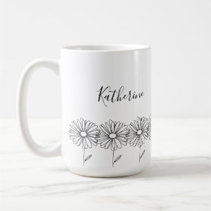 Personalised name April daisy Birth Flower Coffee Mug