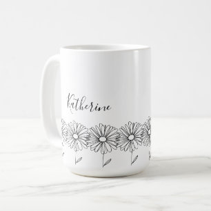 Personalised name April daisy Birth Flower Coffee Mug