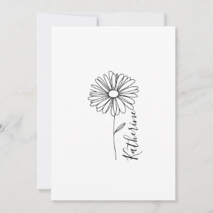 Personalised name April daisy Birth Flower Invitation