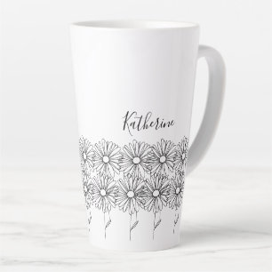 Personalised name April daisy Birth Flower Latte Mug