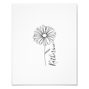 Personalised name April daisy Birth Flower Photo Print