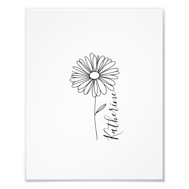 Personalised name April daisy Birth Flower Photo Print (Front)
