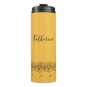 Personalised name April daisy Birth Flower Thermal Tumbler