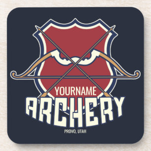 Personalised NAME Archery Sports Recurve Bow Arrow Coaster