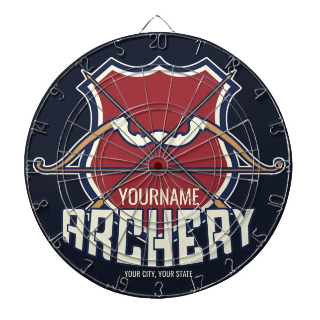 Personalised NAME Archery Sports Recurve Bow Arrow Dartboard (Front)