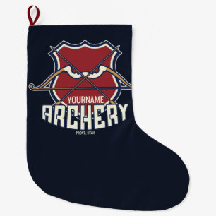 Personalised NAME Archery Sports Recurve Bow Arrow Large Christmas Stocking