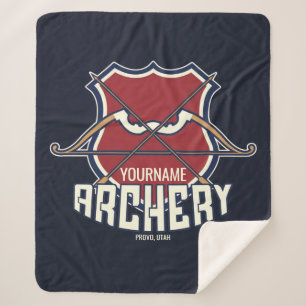 Personalised NAME Archery Sports Recurve Bow Arrow Sherpa Blanket