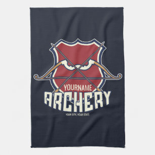 Personalised NAME Archery Sports Recurve Bow Arrow Tea Towel