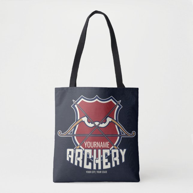 Personalised NAME Archery Sports Recurve Bow Arrow Tote Bag (Front)