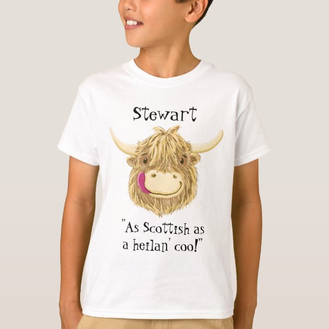Personalised Name As Scottish As A Highland Cow T-Shirt (Front)