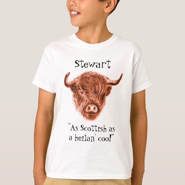Personalised Name As Scottish As A Highland Cow T-Shirt (Front)