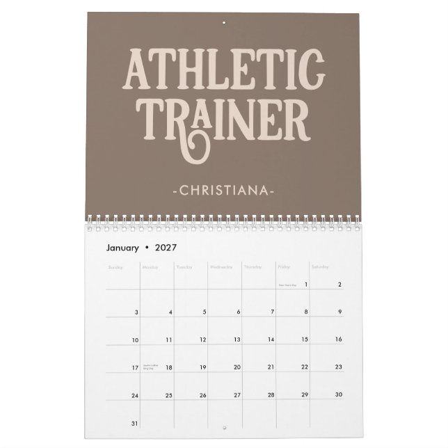 Personalised Name Athletic Trainer Calendar (Jan 2027)