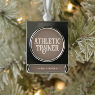 Personalised Name Athletic Trainer Silver Plated Banner Ornament