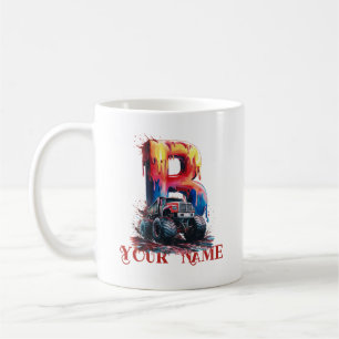 Personalised Name 'B' Mud Splatter Monstrous Truc Coffee Mug