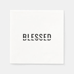 Personalised Name B/W Blessed Holiday Cocktail Napkin