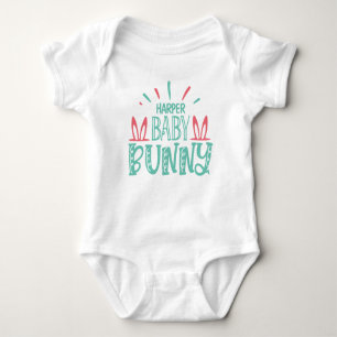Personalised NAME Baby Bunny Butterfly Easter Eggs Bodysuit
