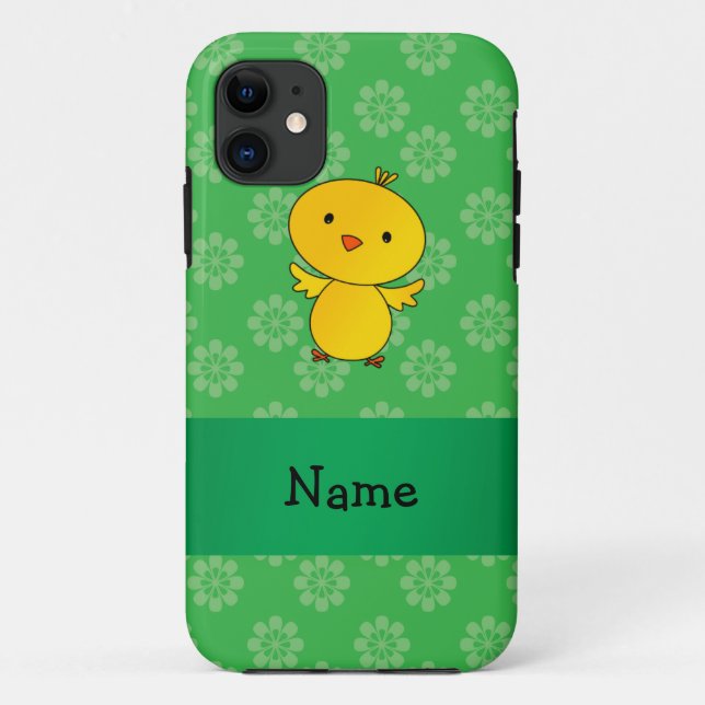 Personalised name baby chick green flowers Case-Mate iPhone case (Back)